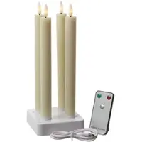 MARELIDA LED Stabkerzen LISA Tafelkerzen Dinnerkerzen Wiederaufladbar Creme 4er Set