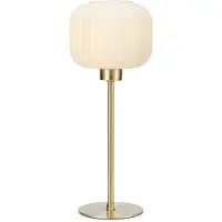 Markslöjd Sober Tischleuchte Small Brushed Brass/White - , Weiß, für Wohnzimmer, Glas