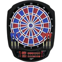 Carromco Elektronik Dartboard Striker-401 2-Loch Abstand Adapter rot-blau 8 Spieler Softdarts Netzteil 34 Spielen 584 Variationen Dartscheibe