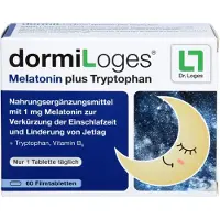 Dr. Loges + Co. GmbH DormiLoges 1 mg Melatonin plus Tryptophan Filmtabletten zur Verkürzung der Einschlafzeit, 60 St. Tabletten