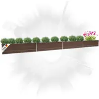 DELUKE Hochbeet für Garten OSKAR Braun | 600x80x45cm | Verzinkter Stahl | Wetterfest | Gartenbeet Kräuterbeet Blumenbeet Beet hoch Frühbeet für Garten Gemüsebeet