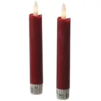 MARELIDA LED Stabkerzen Tafelkerzen Spitzkerzen Echtwachs Rustik Optik H 15cm Rot 2St