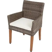 DELUKE Gartenstuhl 2er Set DOVER mit Auflage - Akazie, Natur | Relaxsessel Wetterfest Gartenstühle Outdoor