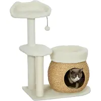 PawHut Kratzbaum 79 cm Katzenbaum mit Katzenhöhle für Katzen bis 5 kg Cremeweiß