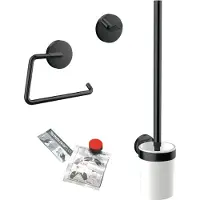 Emco round WC-Set mit Toilettenpapierhalter, Bürstengarnitur und Klebeset, 439813300