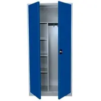 LÜLLMANN Flügeltürschrank Metallschrank abschließbar Spindschrank Lichtgrau/Blau 1800 x 800 x 383 mm 545521