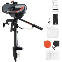StarTech.com Außenbordmotor - 3,5 PS 2‑Takt - Kurzer Schaft 40 cm - Handstart - CDI-Zündung - Integrierter Kraftstofftank 1,3 L - 4000–5000 U/min - Schwarz