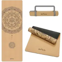 DH FitLife Kork Yogamatte, rutschfest, nachhaltig & schadstofffrei, inkl. Tragegurt, Kork + Naturkautschuk, für Yoga & Pilates