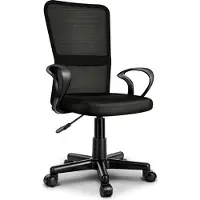 Tresko Bürostuhl schwarz Schreibtischstuhl Drehstuhl, mit Armlehnen & Kunststoff-Leichtlaufrollen, stufenlos höhenverstellbar, gepolsterte Sitzfläche, ergonomische Passform