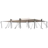 TOOLPORT 7,5x10 m Stretchzelt, inkl. Aluminium Pfosten-Set, Sand - (1706)