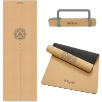 DH FitLife Kork Yogamatte, rutschfest, nachhaltig & schadstofffrei, inkl. Tragegurt, Kork + Naturkautschuk, für Yoga & Pilates