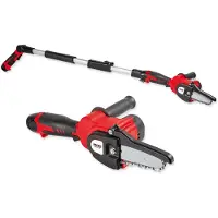 Walter Kompakter Hochentaster. Verstellbare Teleskopstange. 12V Li-Ion Akku, Ladegerät und Zubehör. Stufenlose Höhenverstellung 155 und 220 cm. Mini Kettensäge, 95mm Schnittlänge, Brushless Motor