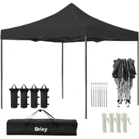 Brixy Partytent - Opvouwbaar - Easy Up - 3x3m - Waterdicht - Paviljoen - Incl. Draagtas - Antraciet