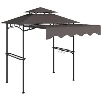 BundiGlassware Grillpavillon 242x232x248 cm wasserabweisend flammhemmend Gartenpavillon mit Doppelschichtdach Kaffee