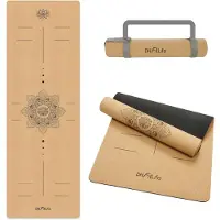 DH FitLife Kork Yogamatte, rutschfest, nachhaltig & schadstofffrei, inkl. Tragegurt, Kork + Naturkautschuk, für Yoga & Pilates