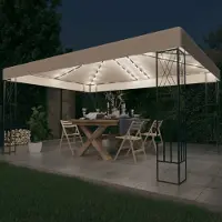 vidaXL Pavillon mit LED-Lichterkette 3x4 m Creme Stoff , Pavillons & Partyzelte Design 2024