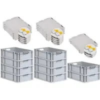 Proregal SuperSparSet 10x Eurobox NextGen Grip mit Scharnierdeckel und Gelben Schiebeschnappverschlüssen HxBxT 17 x 40 x 60 cm 34 Liter Griffe