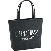 Hellweg Druckerei Huuraa Filzshopper Eisenach verliebt 22 Liter Charcoal Melange Filztasche Geschenkidee