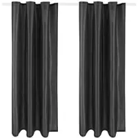 Arsvita 2er Pack Gardine Blickdicht Alessia mit Universalband 140x175cm schwarz