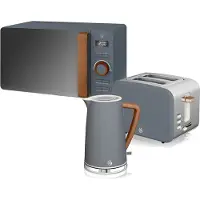 Swan STRP1060GRYNEU Set Frühstück Wasserkocher Breitschlitz-Toaster Mikrowelle 20L Nordic grau Grau