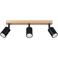 Licht-Erlebnisse Strahler Metall Holz GU10 verstellbar Natur Schwarz 3-flammig länglich Skandinavisch Spot