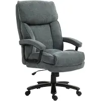HOMCOM Bürostuhl, Ergonomisch Schreibtischstuhl mit Wippfunktion, Leinenoptik