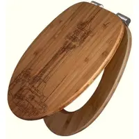 Banjado WC Sitz Bambus Holz Mit Gravur Toilettendeckel Mit Absenkautomatik Klodeckel WC-Sitz Soft Close Mit Motiv Leuchtturm 5