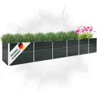 DELUKE Hochbeet für Garten OSKAR Anthrazit | 480x80x77cm | Verzinkter Stahl | Wetterfest | Gartenbeet Kräuterbeet Blumenbeet Beet hoch Frühbeet für Garten Gemüsebeet