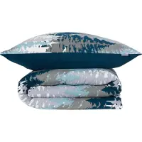 Schiesser Bettwäscheset Smilla | Winterprint | Feinbiber | 2-teilig | 100% Baumwolle | Kuschelweich | YKK-Reißverschluss | 135x200 cm + 80x80 cm | Petrol