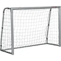 SUGIFT Tor Garten Stahl PE-Netz, Fußballtor wetterfest 240x160 cm, Metallrahmen Ø6 cm, Grau | Bodenanker inklusive | 15,8 kg | 240 x 85 x 160 cm
