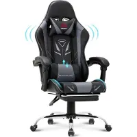 COLAMY Gaming Stuhl – Ergonomischer Computerstuhl mit Fußstütze, Lendenwirbelstütze, Kopfstütze, 360° Drehfunktion und hoher Rückenlehne, grau