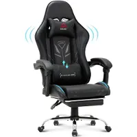 COLAMY Gaming Stuhl – Ergonomischer Computerstuhl mit Fußstütze, Lendenwirbelstütze, Kopfstütze, 360° Drehfunktion und hoher Rückenlehne, schwarz