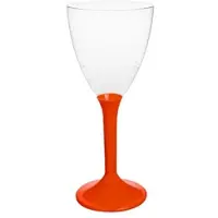 Monouso - Mehrweg Weinglas aus PS Fuß Rot 180ml 2-teilig (20 Stück)