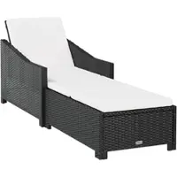 Furnicato Sonnenliege mit Cremeweißer Auflage Poly Rattan Schwarz