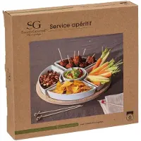 Secret De Gourmet Rundes 6-teiliges Snack-Set aus weißem Bambus