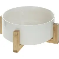 Secret De Gourmet Salatschüssel aus Bambus und weißer Keramik 23 cm