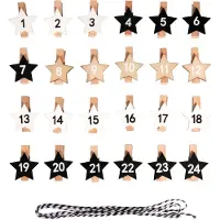 Rayher Hobby Materialen Adventskalenderz. Stern 1-24 auf Klammer, bunt, 2,9x3,6cm, m. Kordel, SB-Btl. 1Set