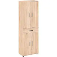 Komto Mehrzweckschrank 60 cm Breit - Schrank, Kleiderschrank mit 1 Schublade, Hochschrank, Büroschrank, Bücherschrank mit 4 Türen Porto Sonoma