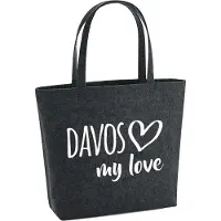 Hellweg Druckerei Huuraa Filzshopper Davos my love 22 Liter Charcoal Melange Filztasche Geschenkidee