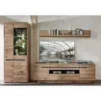 Lomadox Mediawand TV Wohnwand inkl. Beleuchtung BURNHAM-36 in Eiche Nb. mit graphit, B/H/T ca. 299/202/44 cm