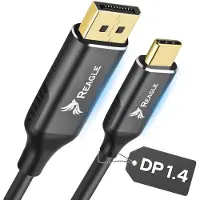 Reagle USB-C auf DisplayPort Kabel 2m 8K 60Hz 4K 165Hz DP 1.4 HDR Thunderbolt 4/3 kompatibel für Monitor Laptop