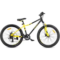 Sun baby Mountainbike 26 Zoll MTB Shimano 7 Gänge Federung Scheibenbremsen Ständer Verdant Calix schwarz-gelb