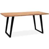 Wohnling Schreibtisch 160x80x76 cm Akazie Massivholz / Metall Computertisch Baumkante Homeoffice Bürotisch Massiv mit U-Beinen in Schwarz Holztisch