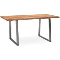 Wohnling Schreibtisch 200x100x76 cm Akazie Massivholz / Metall Computertisch Baumkante Homeoffice Bürotisch Massiv mit Trapezbeinen in Chrom Holztisch