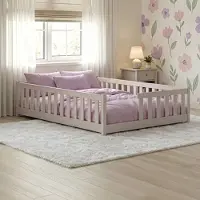 KIDS Collection Kinderbett Bodenbett mit Rausfallschutz Lattenrost und Matratze Montessori Bett Bed Gitterbett Kinder Jugendbett Einzelbett | 120x200 cm | Kaschmir