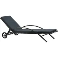 Furnicato Sonnenliege Mit Auflage & Rädern Poly Rattan Anthrazit