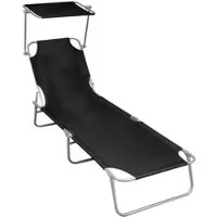 Furnicato Klappliege Mit Sonnendach Schwarz Aluminium
