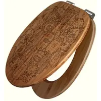 Banjado WC Sitz Bambus Holz Mit Gravur Toilettendeckel Mit Absenkautomatik Klodeckel WC-Sitz Soft Close Mit Motiv Fellmonsterchen