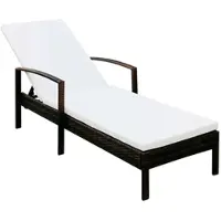 Furnicato Sonnenliege mit Auflage Poly Rattan Braun