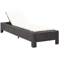 Furnicato Sonnenliege mit Auflage Schwarz Poly Rattan
